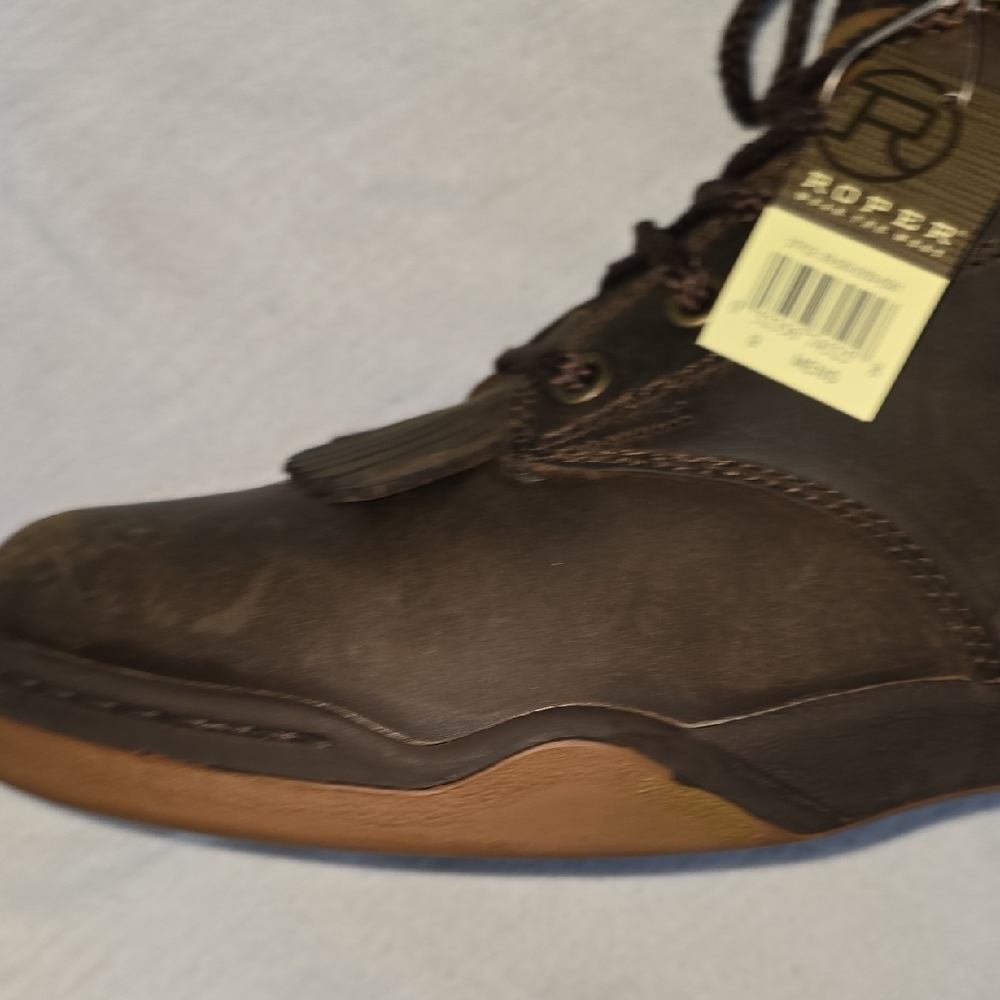 Roper Men's Dark Brown Horseshoe Leather Walking Boots Size 9 - Picture 14 of 16